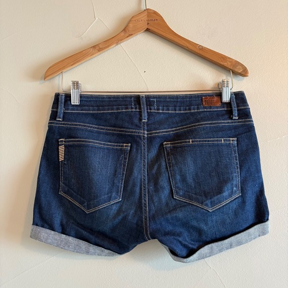 Paige Jimmy Jimmy Skinny Short Dark Wash Distressed Denim Cuffed Size 28 - Picture 2 of 5